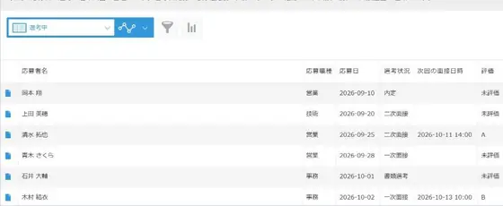 応募者（採用）管理の画面